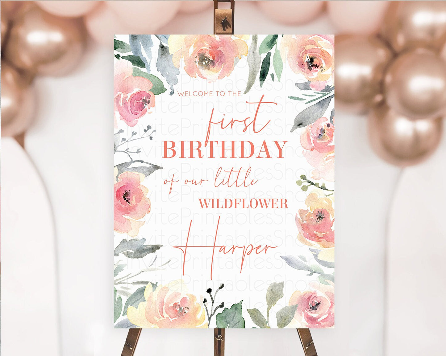 Secret Garden Welcome Sign Wildflower Welcome Board Pastel Flower Garden Welcome Poster Boho Wildflower First Birthday Welcome Sign D10778