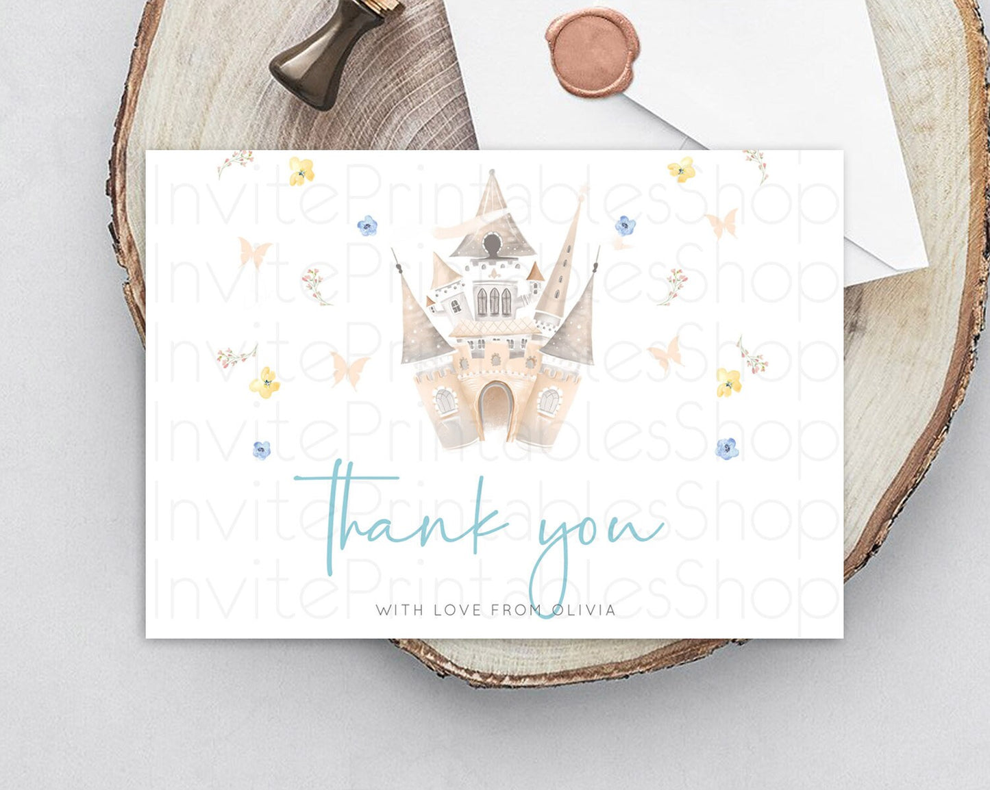 Princess Thank You Castle Thank You Card Secret Garden Birthday Thank You Card Enchanted Castle Pastel Floral Teacher Thank You Card D10365