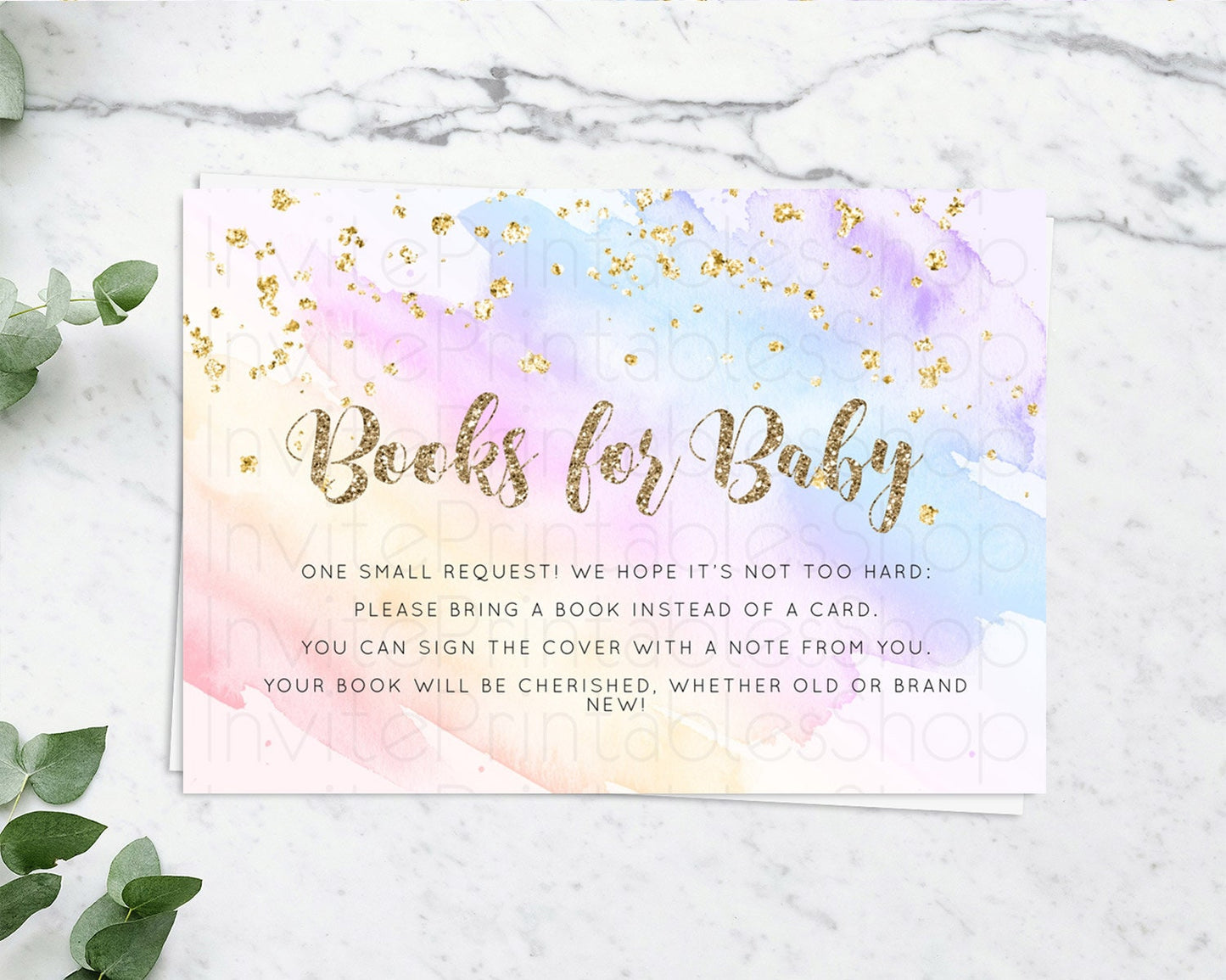 Pastel Books For Baby Card Pastel Rainbow Book Insert Colorful Ombre Watercolor Book Card Confetti Glitter Baby Book Poem Request D10633