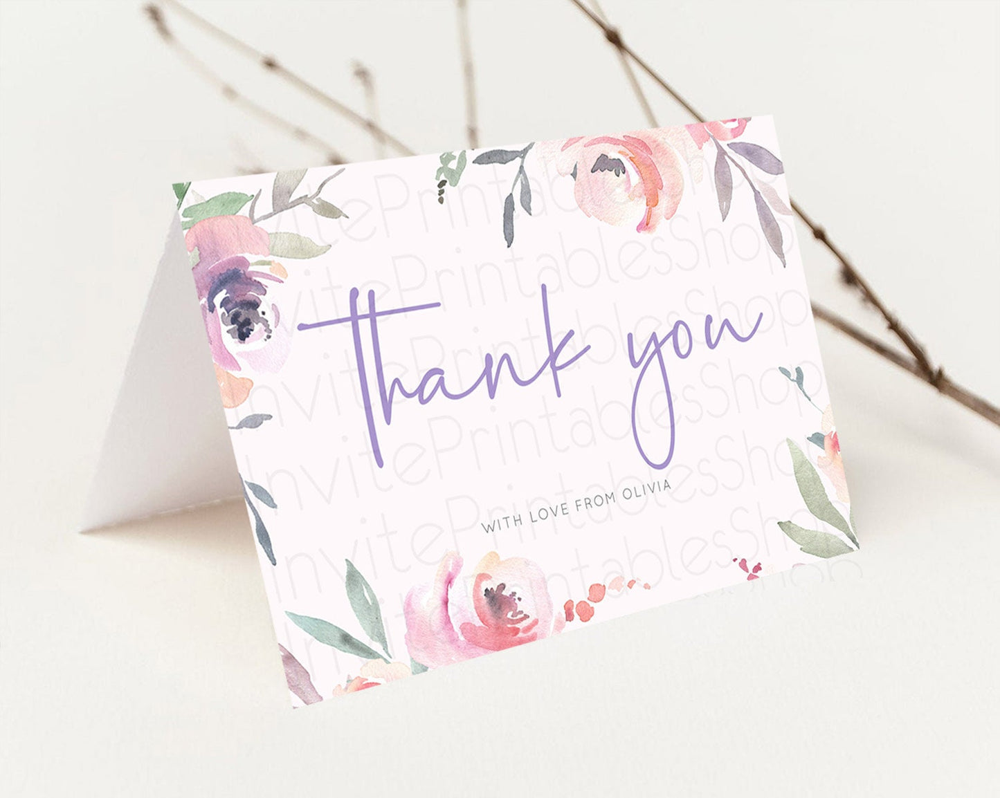 Secret Garden Thank You Wildflower Thank You Card Pastel Flower Garden Birthday Thank You Card Boho Floral Teacher Thank You Card D10198