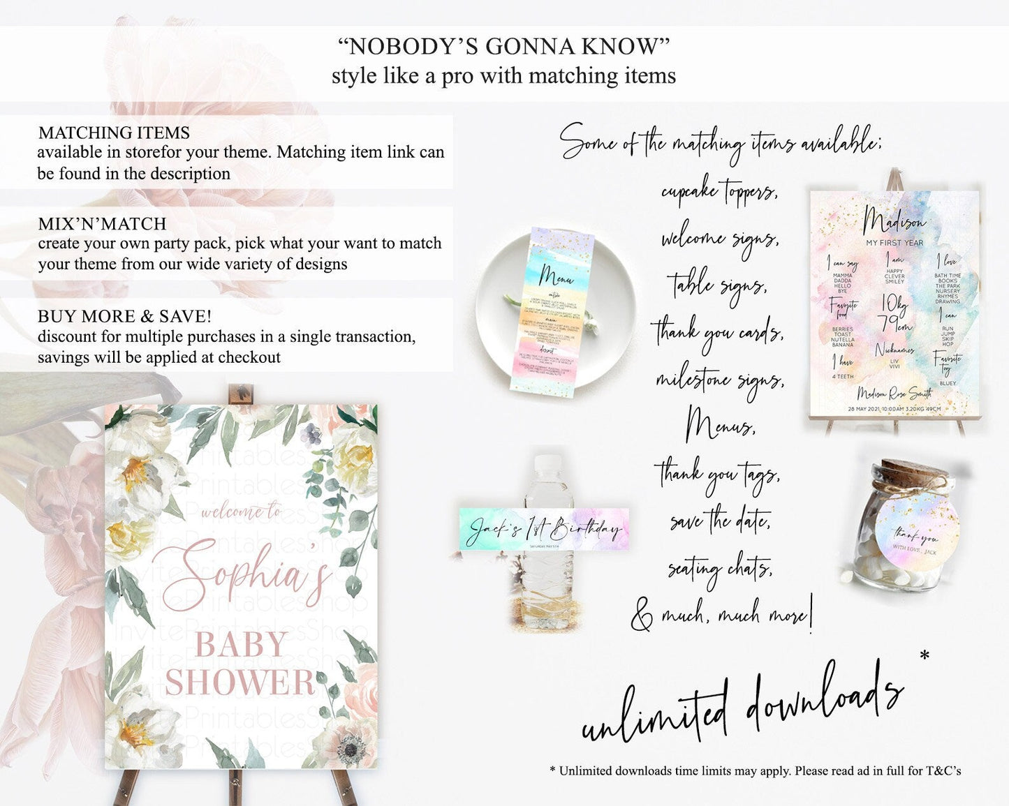 Secret Garden Baby Shower Welcome Sign Wildflower Welcome Board Pastel Flower Garden Welcome Poster Boho Wildflower Welcome Sign D10121