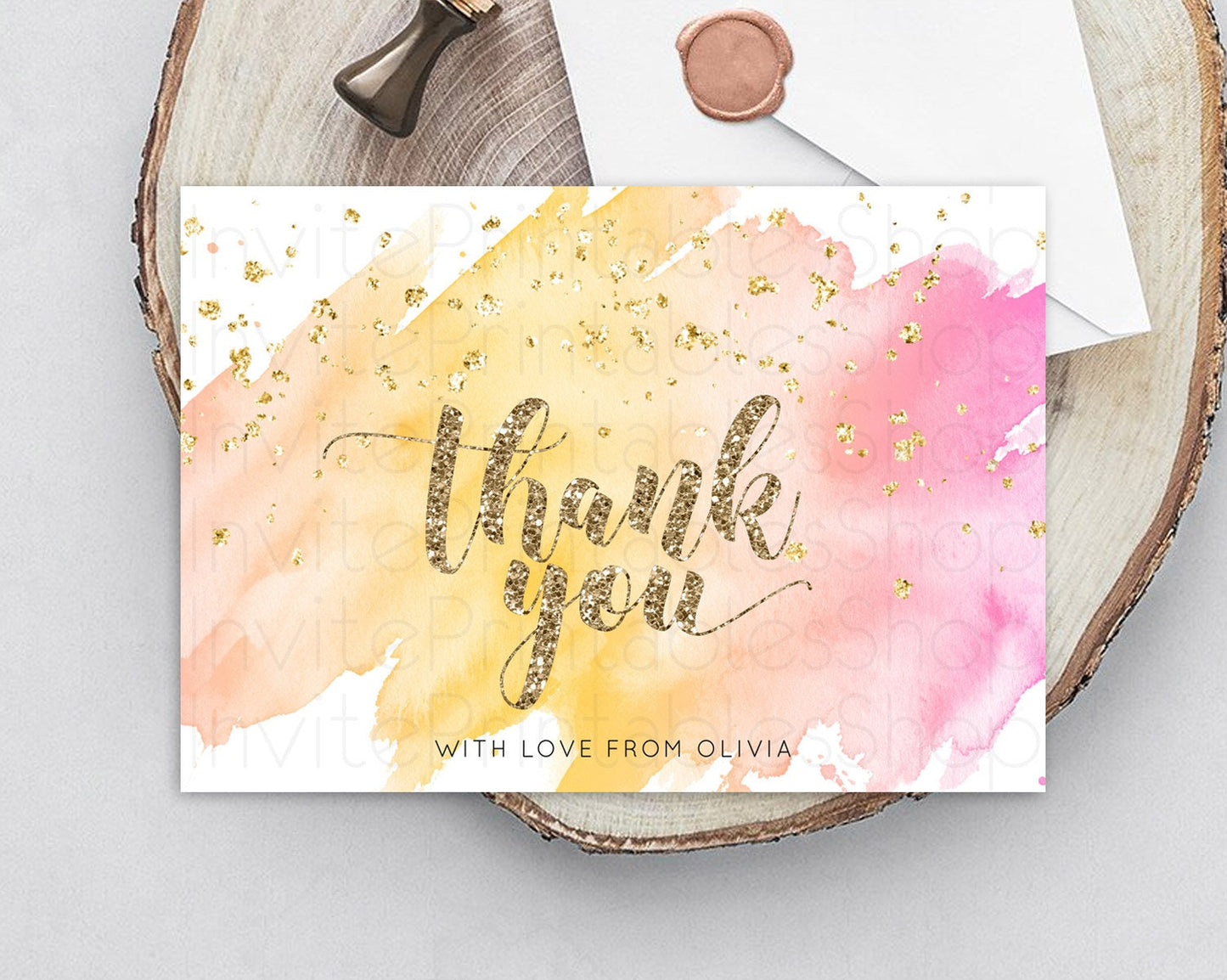 Pastel Thank You Rainbow Thank You Card Colorful Pastel Birthday Thank You Card Confetti Watercolor Pastel Teacher Thank You Cards D10526