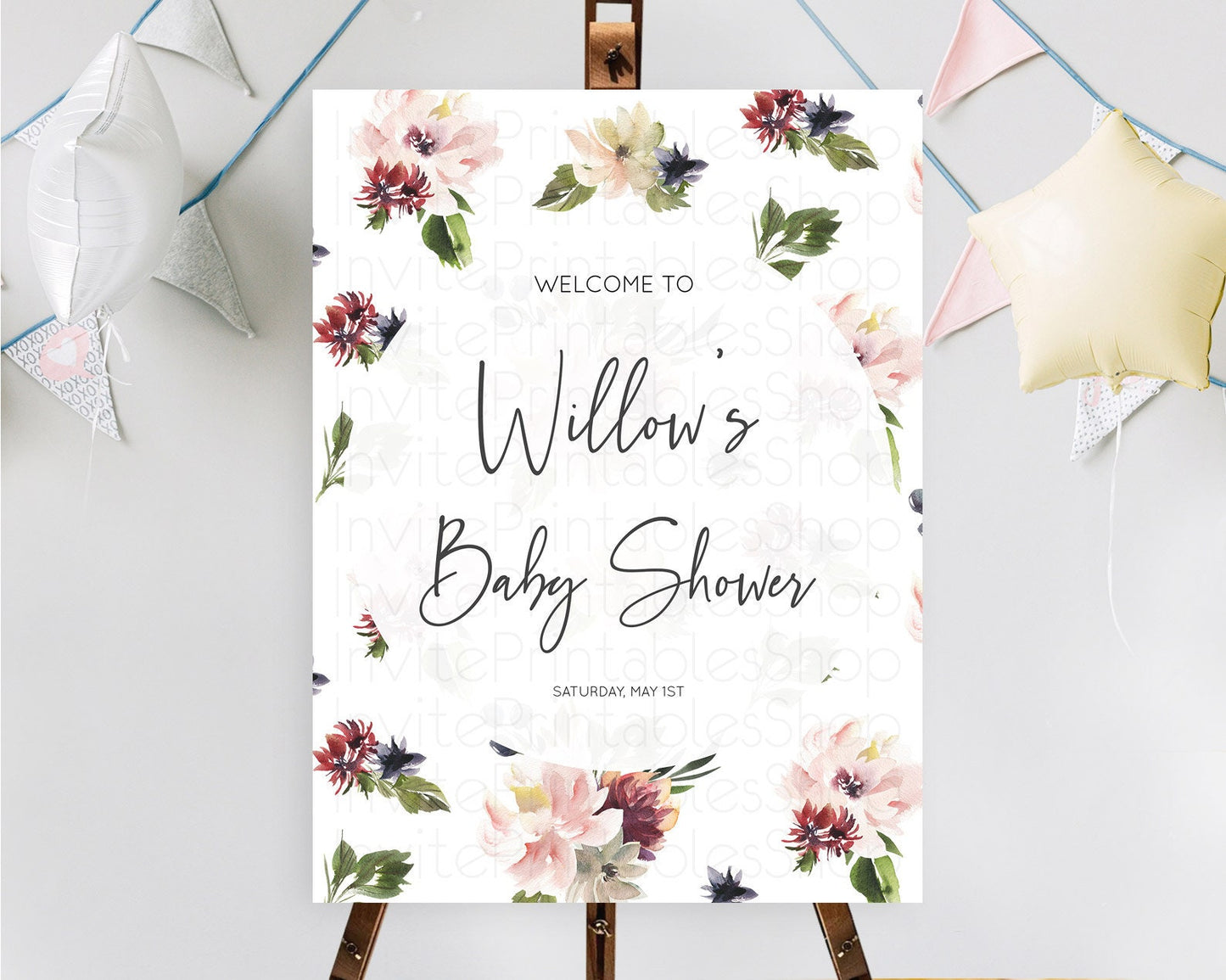 Secret Garden Baby Shower Welcome Sign Wildflower Welcome Board Pastel Flower Garden Welcome Poster Boho Wildflower Welcome Sign D10538