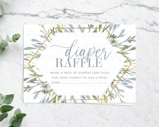Editable Leafy Diaper Raffle Card Green Leaf Diaper Raffle Insert Greenery E