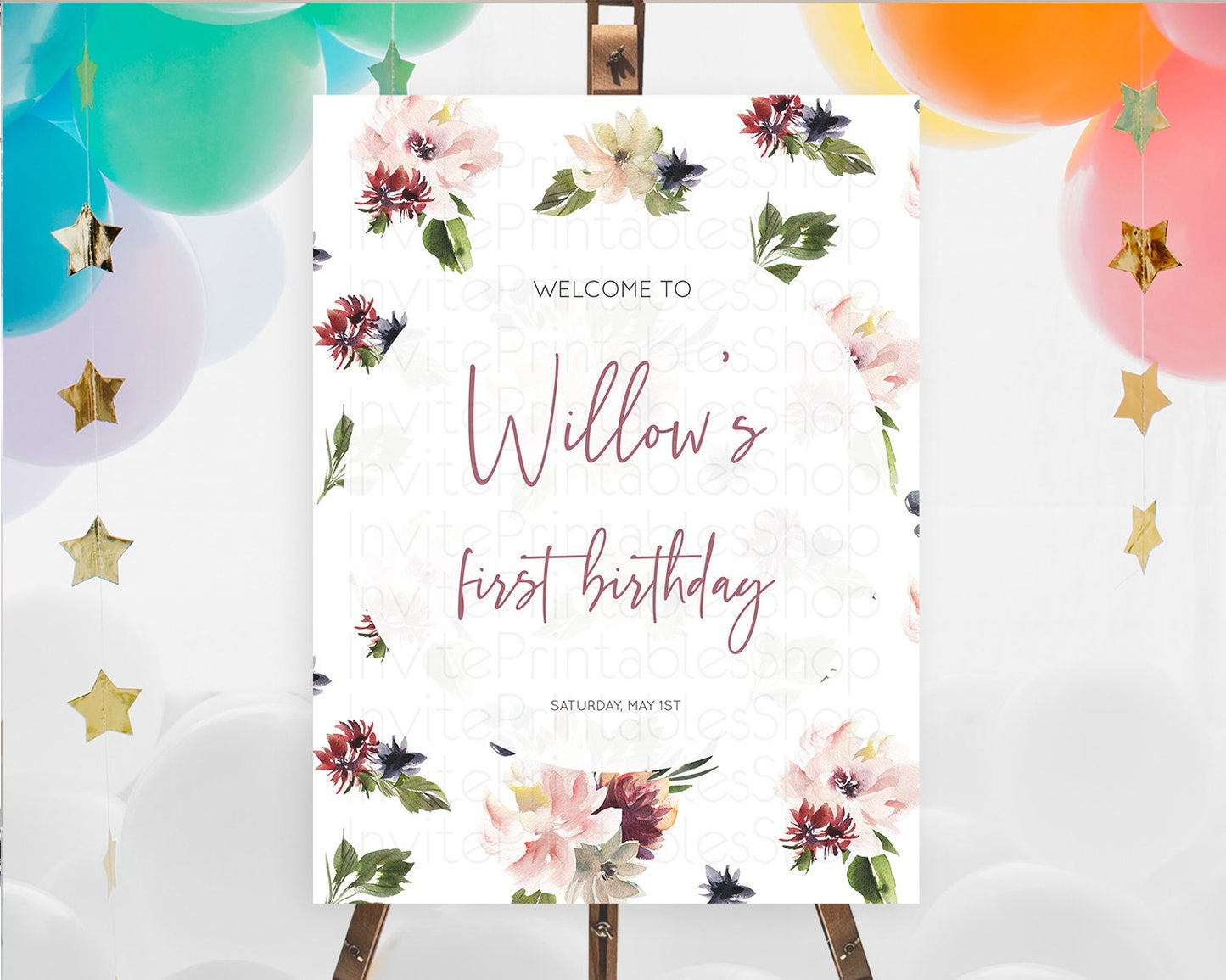 Secret Garden Welcome Sign Wildflower Welcome Board Pastel Flower Garden Welcome Poster Boho Wildflower First Birthday Welcome Sign D10538