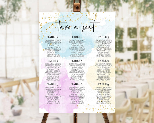 Editable Rainbow Seating Chart Pastel Seating Chart Colorful Pastel Watercol