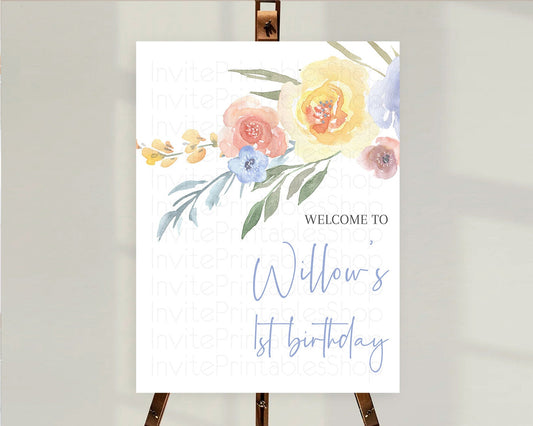 Editable Secret Garden Welcome Sign Wildflower Welcome Board Pastel Flower G