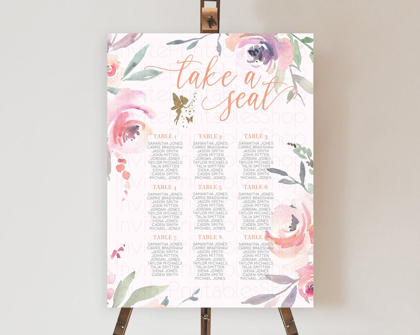Fairy Seating Chart Pastel Fairy Seating Chart Fairy Tea Party Fairy Garden Seating Sign Enchanted Garden Floral Butterfly Decor D10197