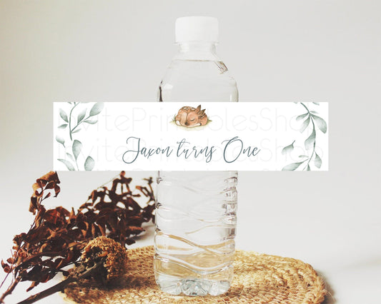 Editable Fawn Deer Water Label Template Pastel Floral Deer Enchanted Forest