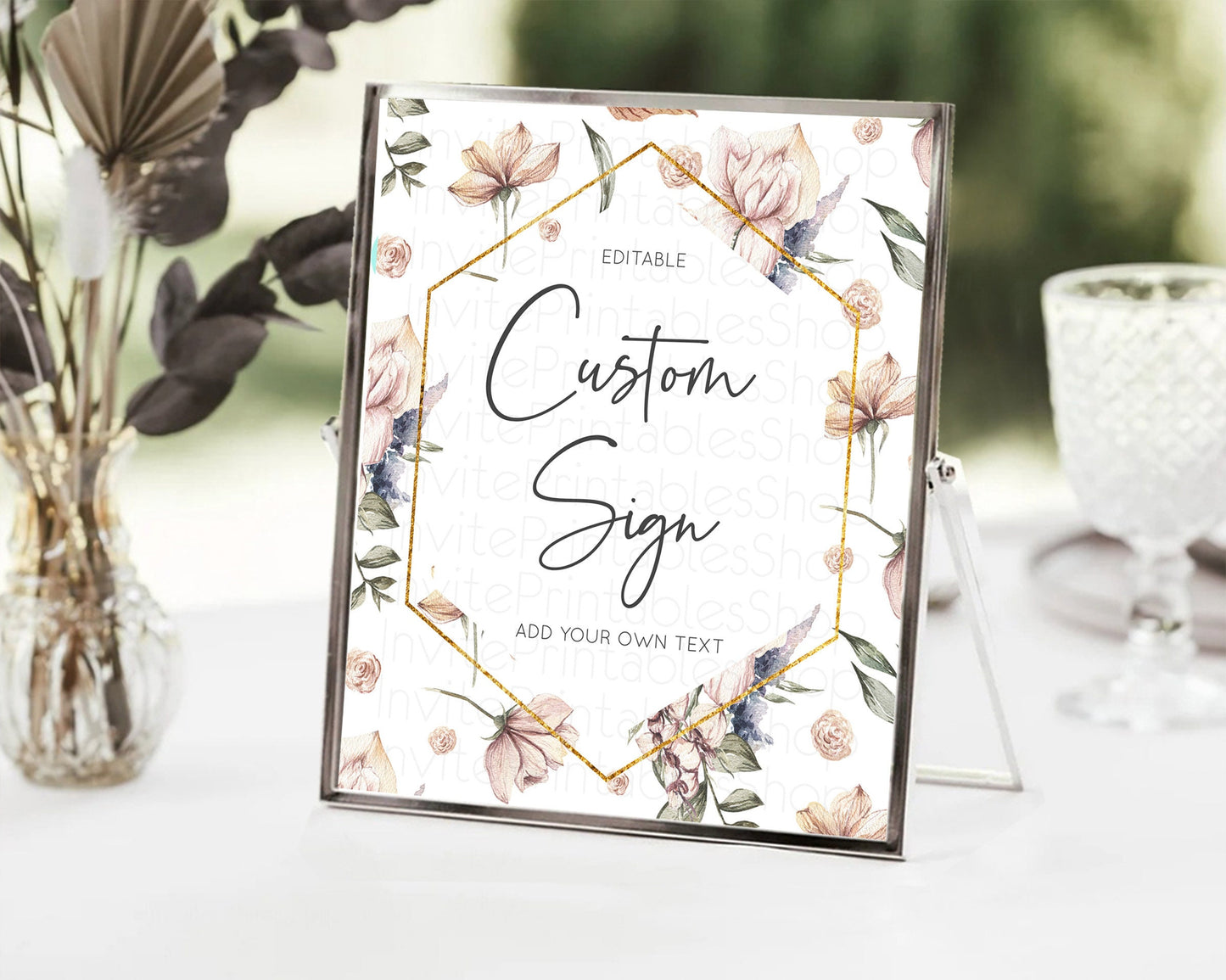 Editable Wildflower Floral Table Sign Decor Secret Garden Sign Template Past