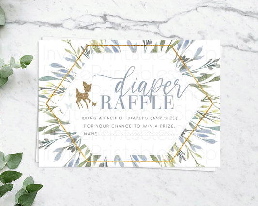 Editable Fawn Diaper Raffle Card Deer Diaper Insert Floral Deer Diaper Ticke