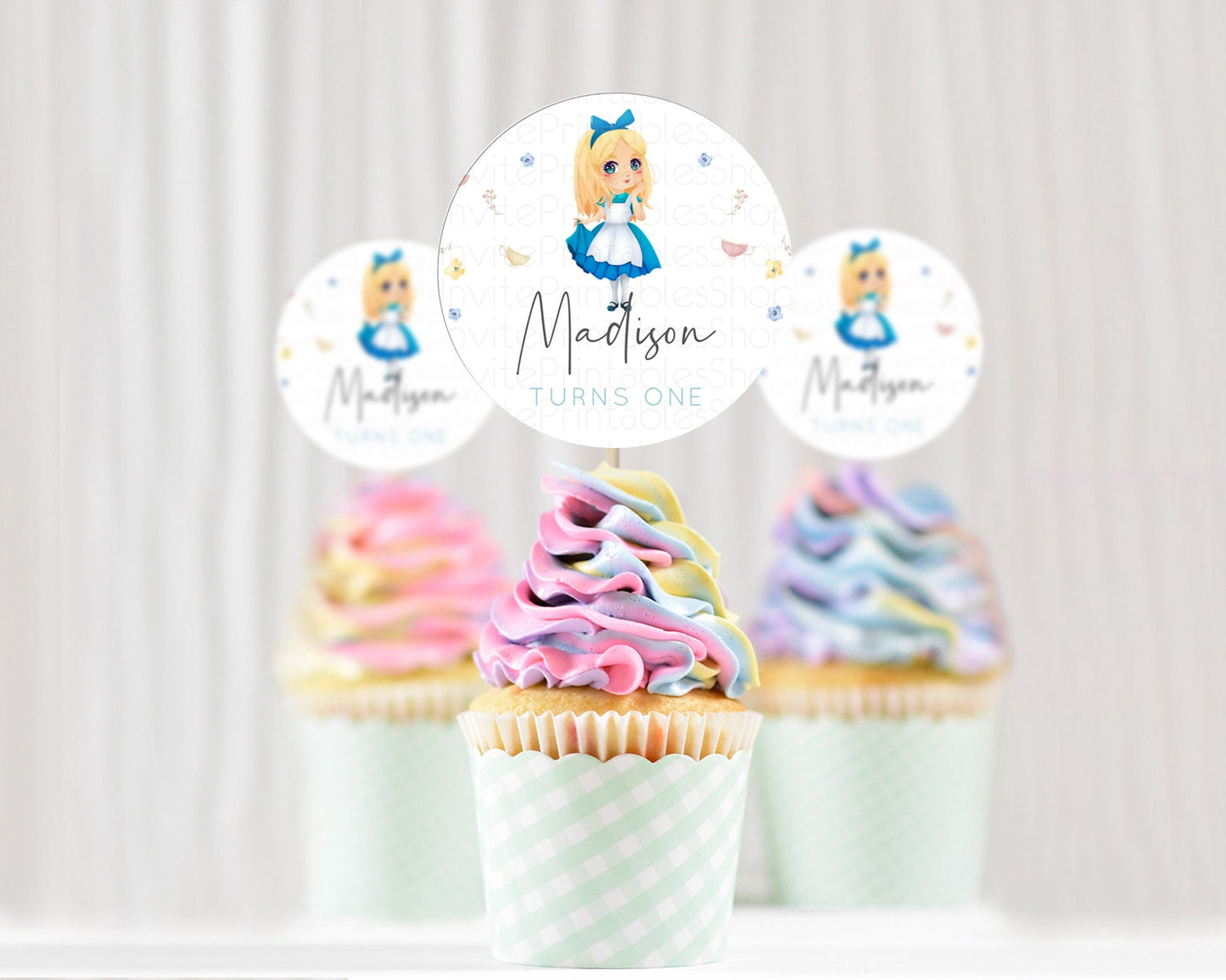 Princess Cupcake Toppers Castle Cupcake Toppers Royal Princess Décor Fairy Tale Enchanted Castle Pastel Floral Garden Table Number  D10886