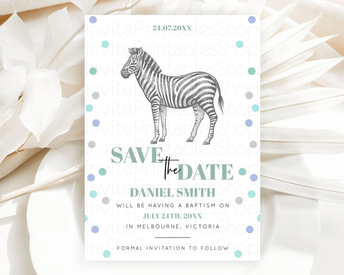 Zebra Save The Date Template Zebra Party Save The Date Safari Adventure Zebra Minimal Theme For 1st Birthday Baptism Baby Shower D10856