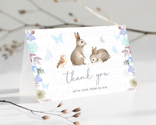 Editable Bunny Thank You Floral Bunny Thank You Card Pastel Flowers Bunny Bi