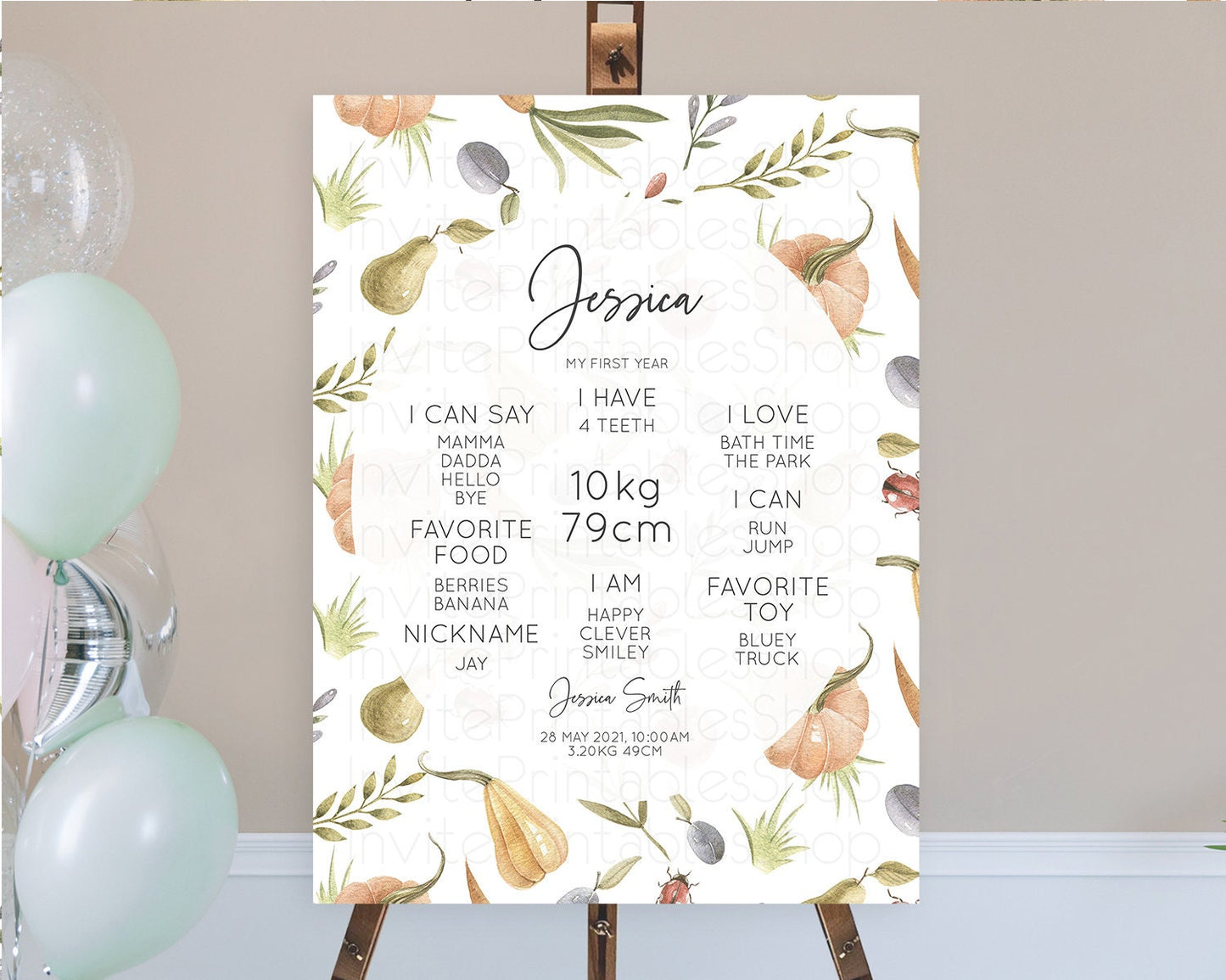 Pumpkin Milestone Board Pear Milestone Board Ladybug Milestone Plum Milestone Ladybug Milestone Garden First Birthday Welcome Sign D10543