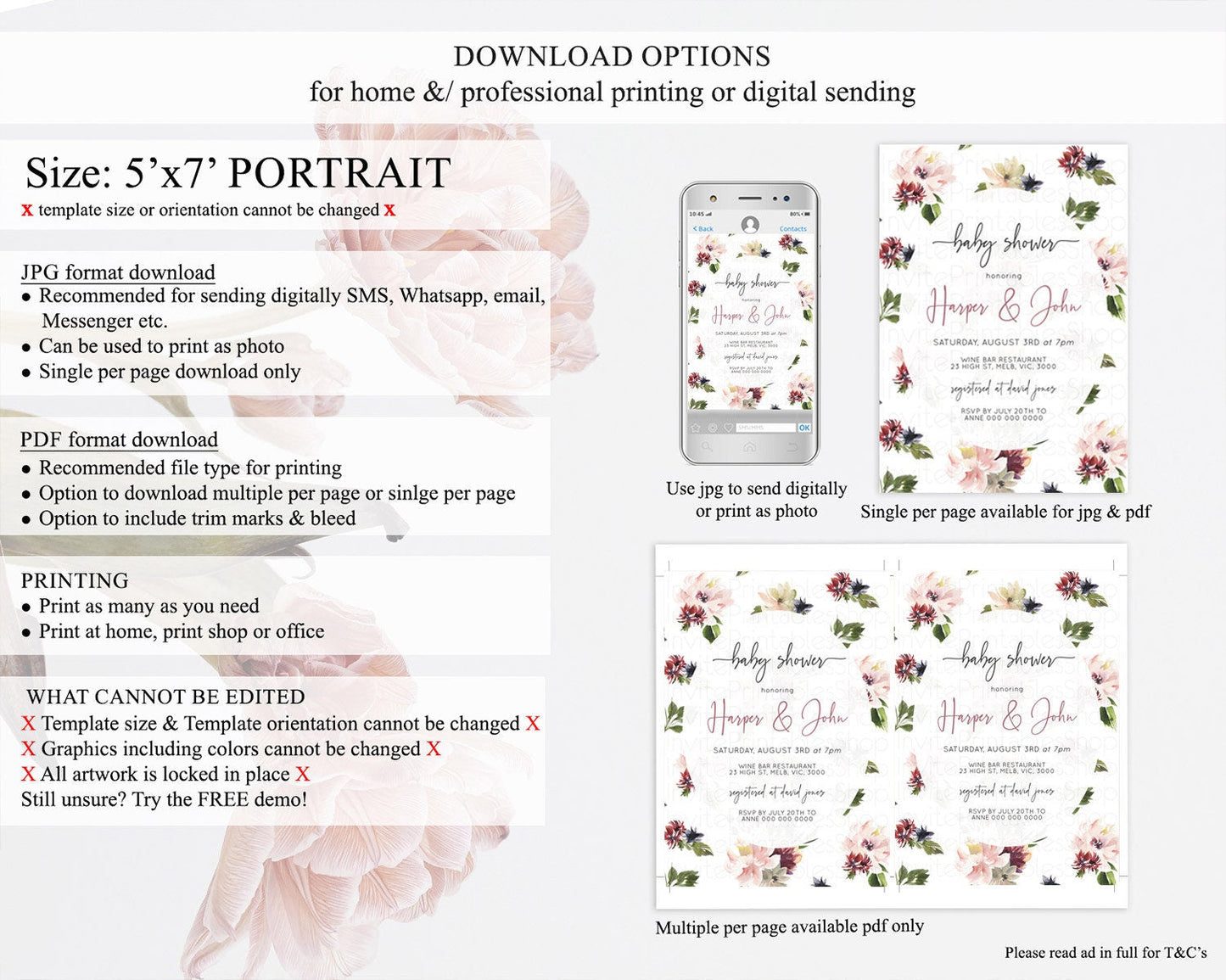 Wildflower Baby Shower Invitation Secret Garden Baby Shower Invitation Pastel Flowers Invite Enchanted Garden Shower Floral Theme D10538