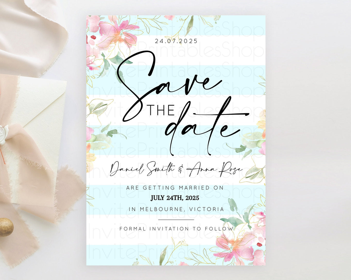 Wildflower Save The Date Template Secret Garden Save The Date Pastel Floral Garden Party Boho Flowers Birthday Baby Shower Wedding D10304