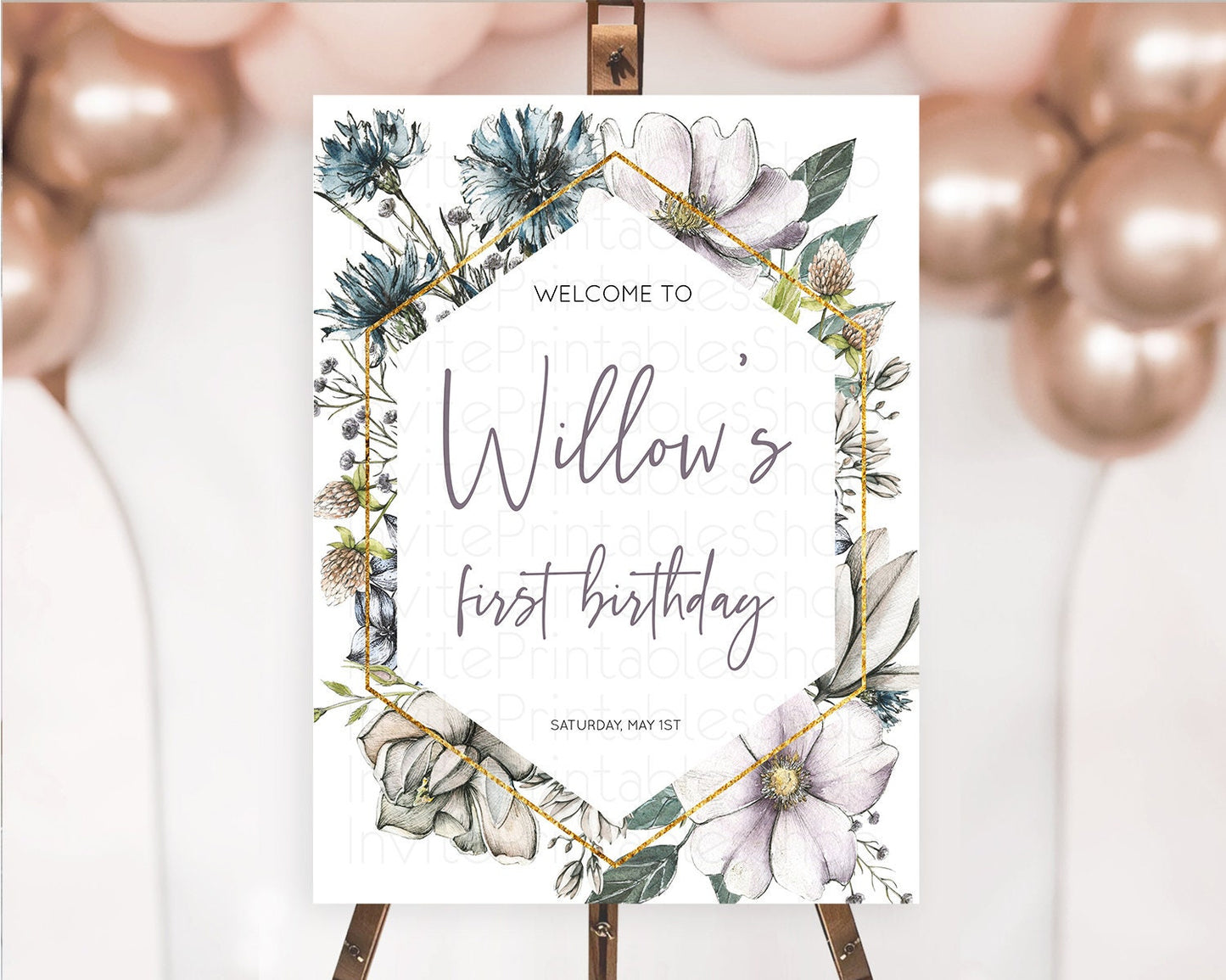 Secret Garden Welcome Sign Wildflower Welcome Board Pastel Flower Garden Welcome Poster Boho Wildflower First Birthday Welcome Sign D10501