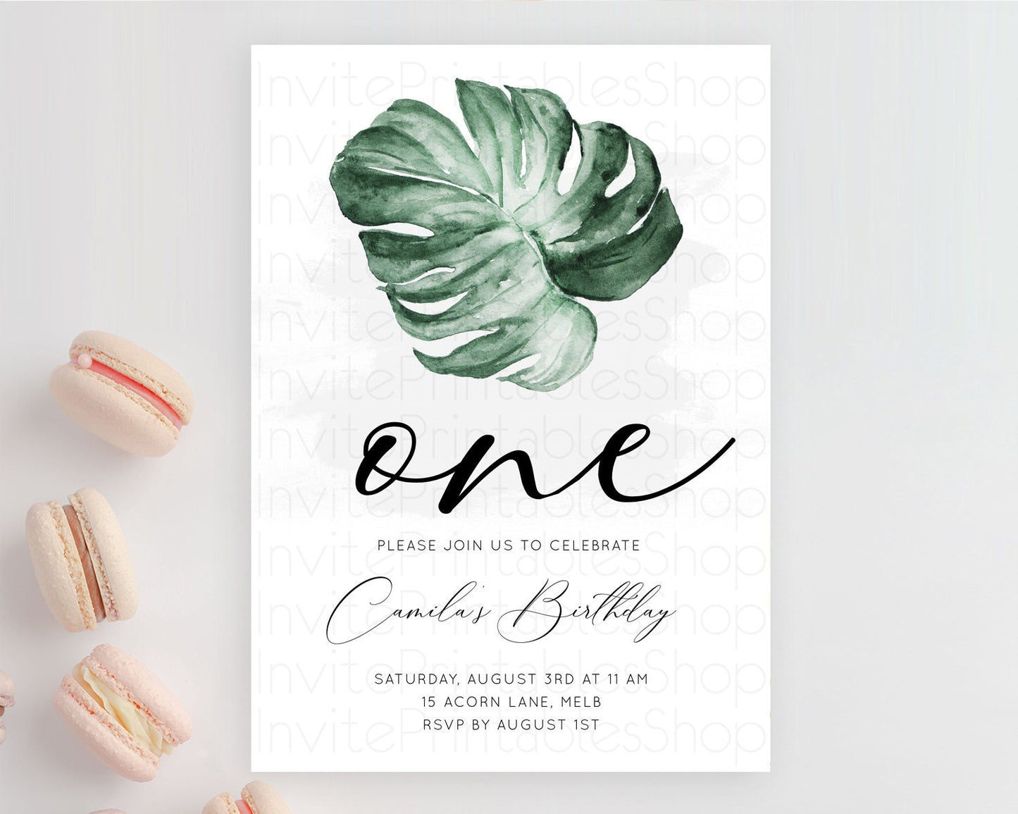 Tropical Invitation Tropical Birthday Invitation Tropical Floral Invitation Palm Leaf Fern Invite Frangipani White Orchid Invitation D11041