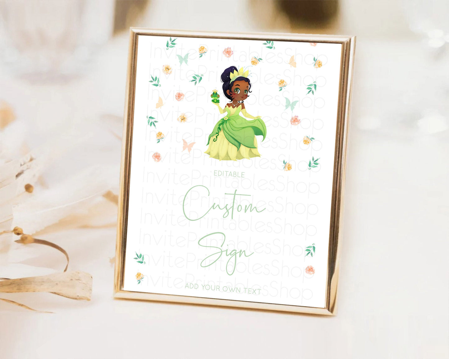 Editable Princess Party Table Sign Decor Secret Garden Enchanted Castle Past