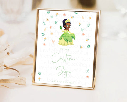 Editable Princess Party Table Sign Decor Secret Garden Enchanted Castle Past