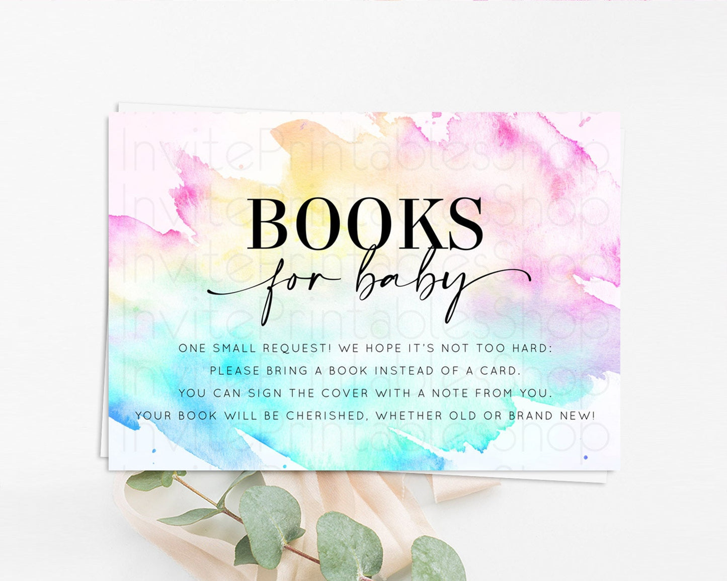 Pastel Books For Baby Card Pastel Rainbow Book Insert Colorful Ombre Watercolor Book Card Confetti Glitter Baby Book Poem Request D11020