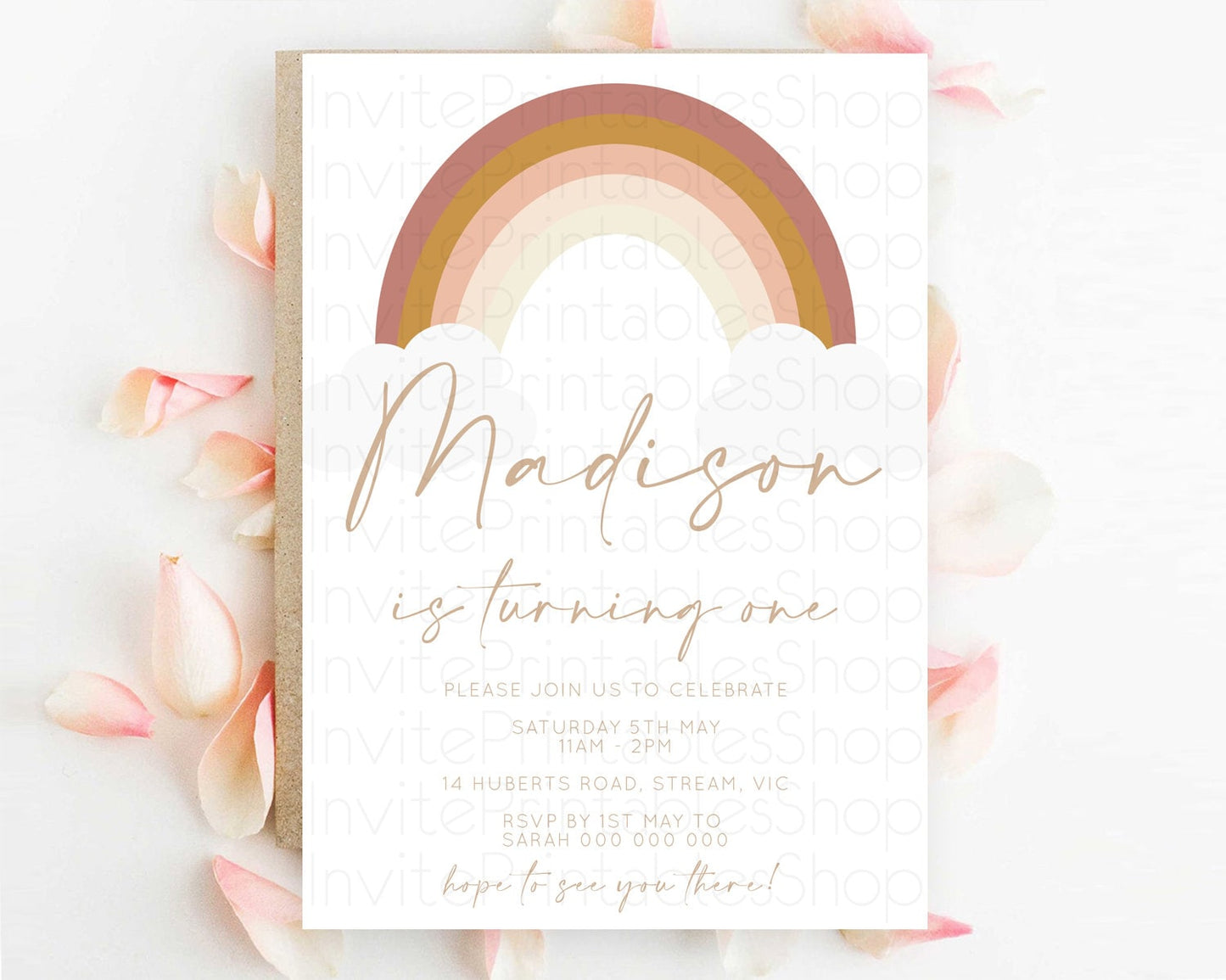 Pastel Rainbow Birthday Invitation Pastel Rainbow Invitation Rainbow Invitation Pastel Invitation Boho Rainbow 1st First Birthday D10122