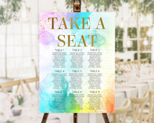 Rainbow Seating Chart Pastel Seating Chart Colorful Pastel Watercolor Seating Sign Ombre Pastel Décor Pastel Take A Seat Sign D10961