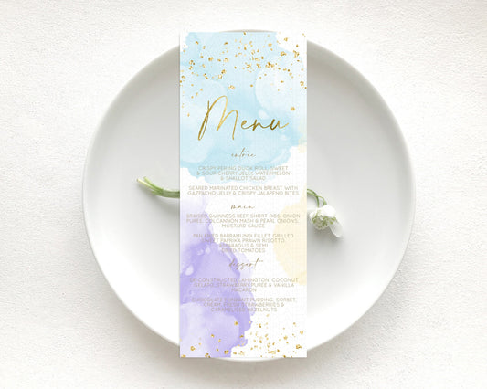 Editable Pastel Menu Pastel Rainbow Menu Template Colorful Pastel Table Deco