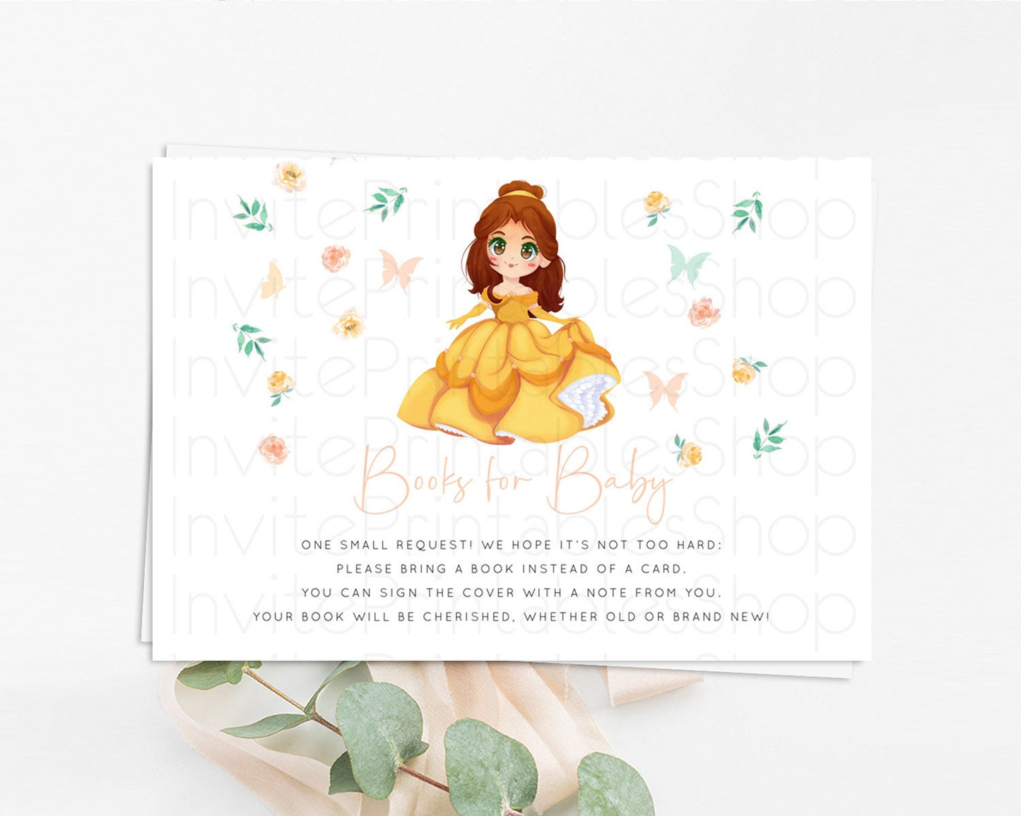 Princess Books For Baby Card Castle Book Card Insert Secret Garden Enchanted Castle Pastel Floral Garden Baby Shower Poem Request D10890