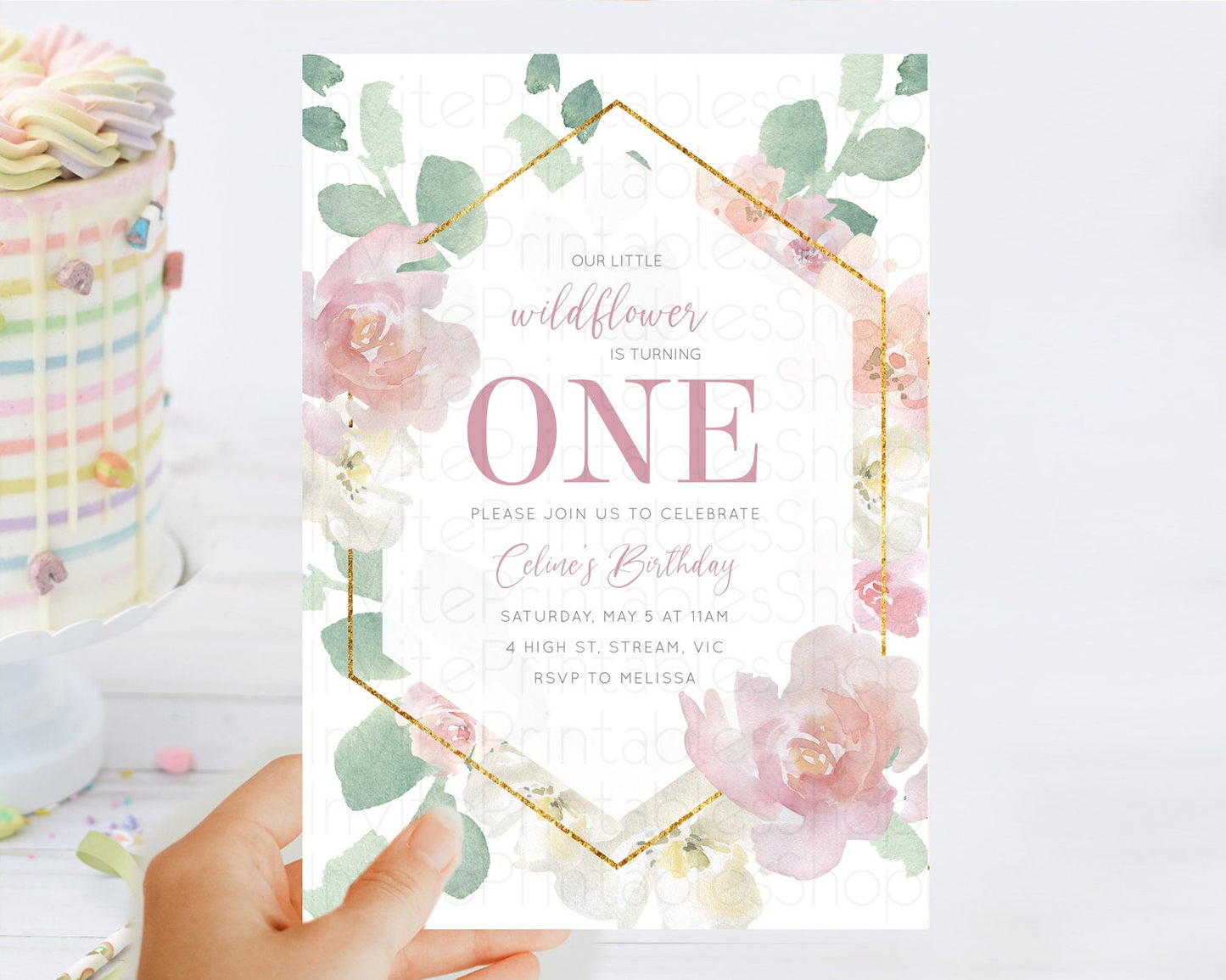 Secret Garden Invitation Wildflower Birthday Invitation Pastel Flowers Invite Enchanted Garden Boho Floral 3rd 2nd First Birthday D11032