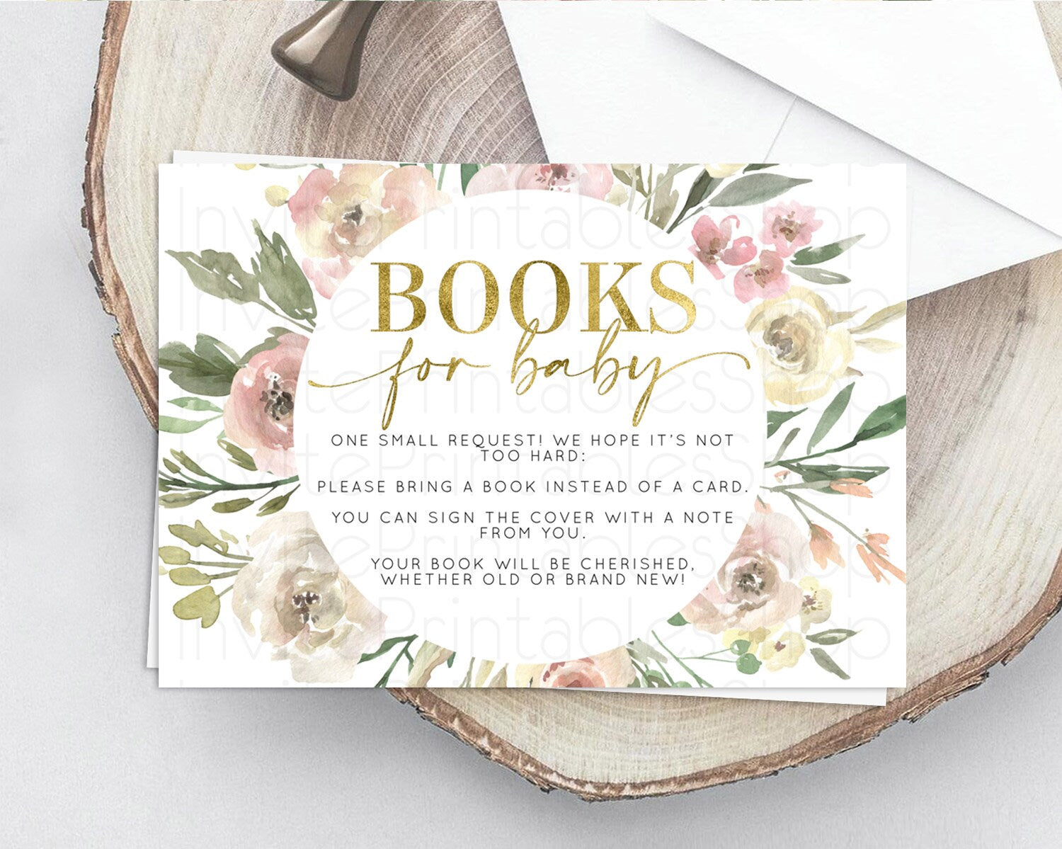 Editable Secret Garden Books For Baby Card Boho Wildflower Book Insert Paste