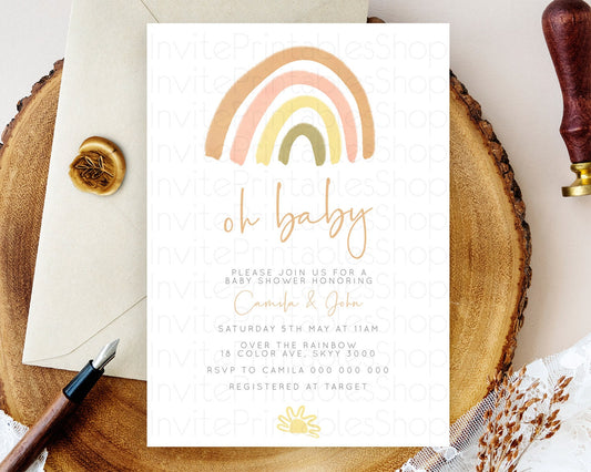 Editable Pastel Rainbow Baby Shower Invitation Pastel Rainbow Invitation Rai