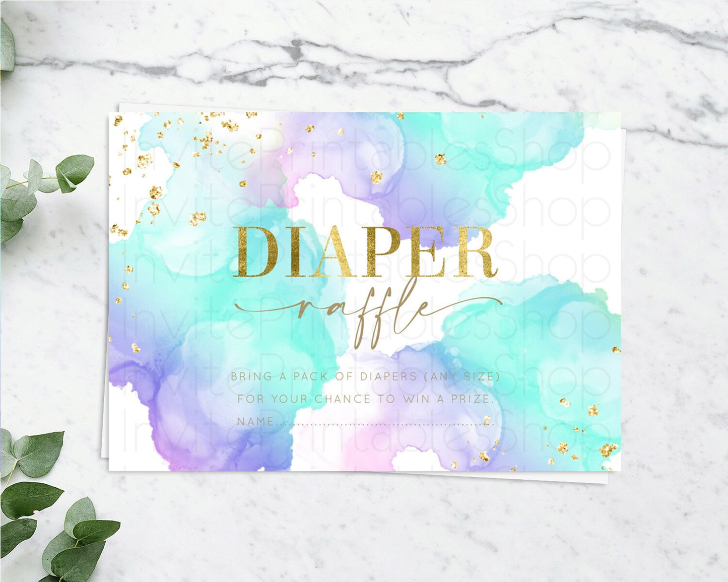 Pastel Diaper Raffle Card Pastel Rainbow Diaper Raffle Insert Colorful Ombre Watercolor Diaper Ticket Confetti Glitter Raffle Game D10212