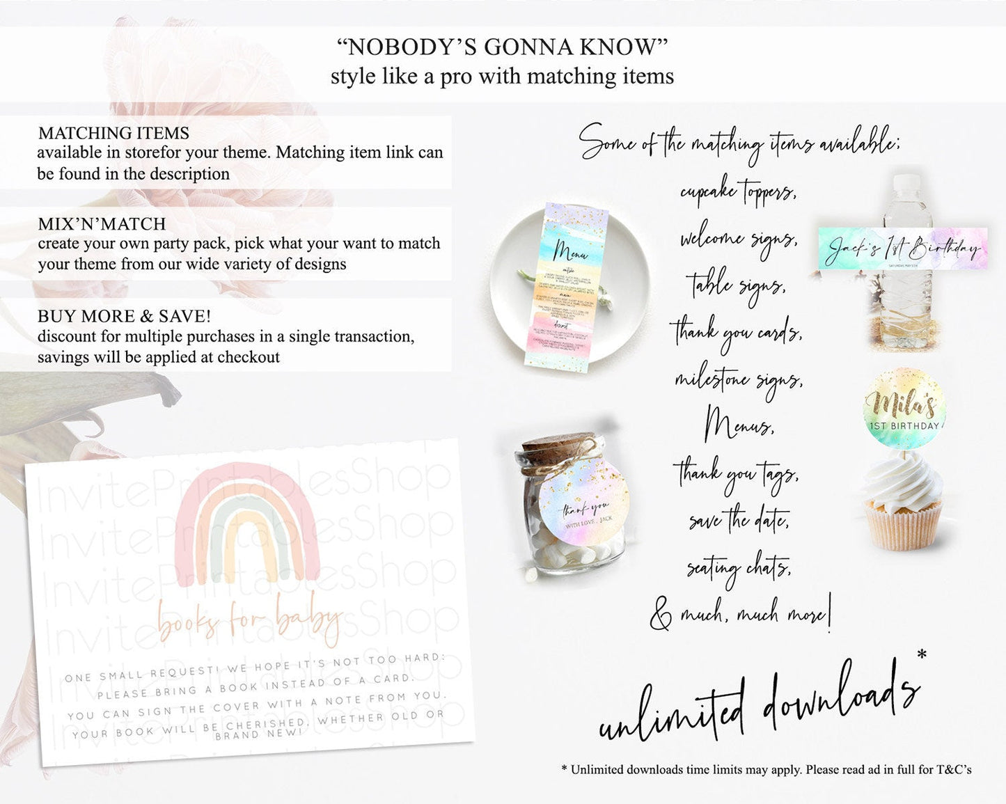 Pastel Rainbow Books For Baby Card Boho Rainbow Book Insert Boho Rainbow Book Card Pastel Watercolor Baby Shower Book Poem Request D10162