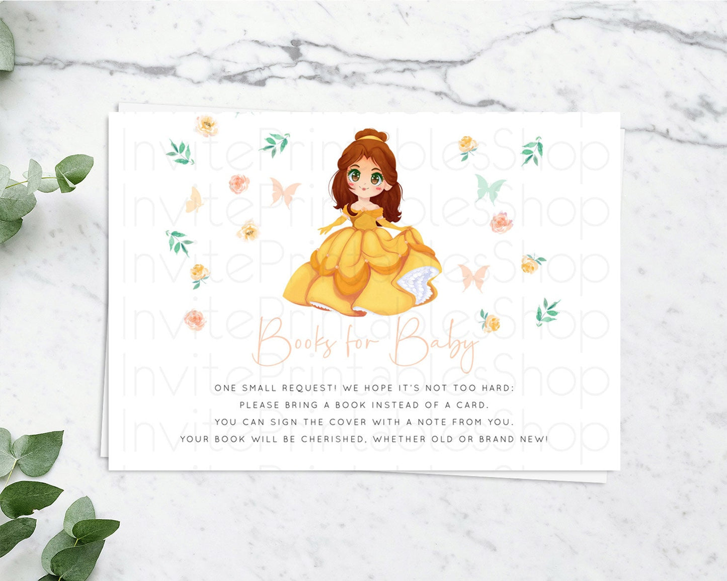 Princess Books For Baby Card Castle Book Card Insert Secret Garden Enchanted Castle Pastel Floral Garden Baby Shower Poem Request D10890