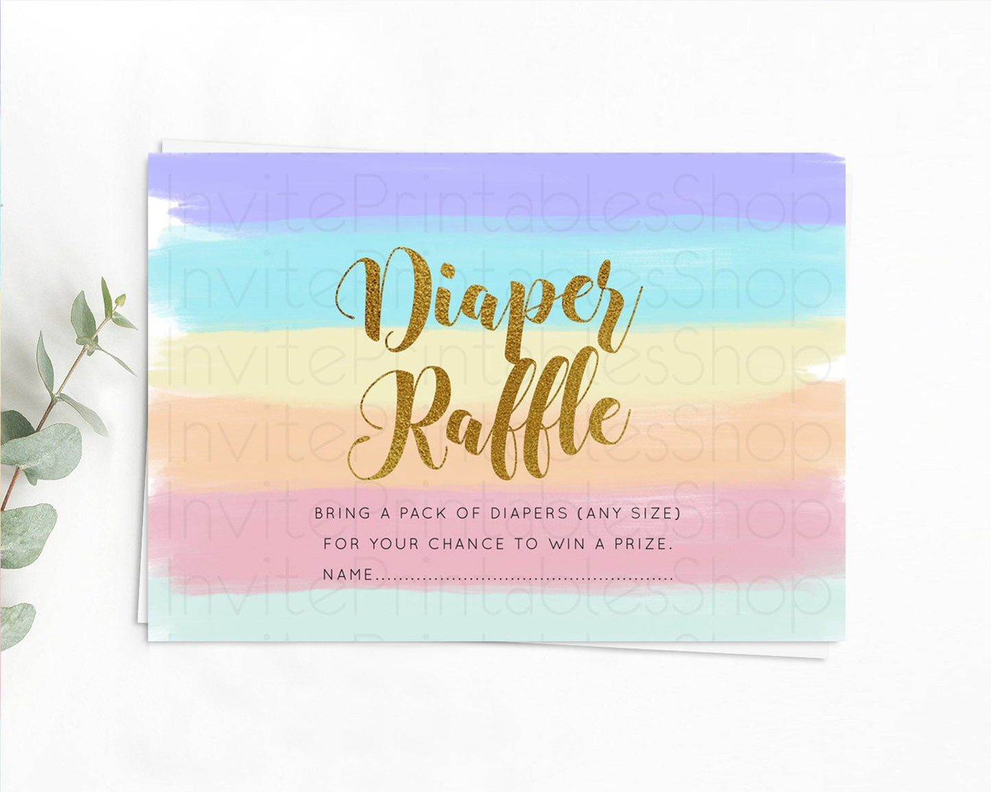 Pastel Diaper Raffle Card Pastel Rainbow Diaper Raffle Insert Colorful Ombre Watercolor Diaper Ticket Confetti Glitter Raffle Game D10510