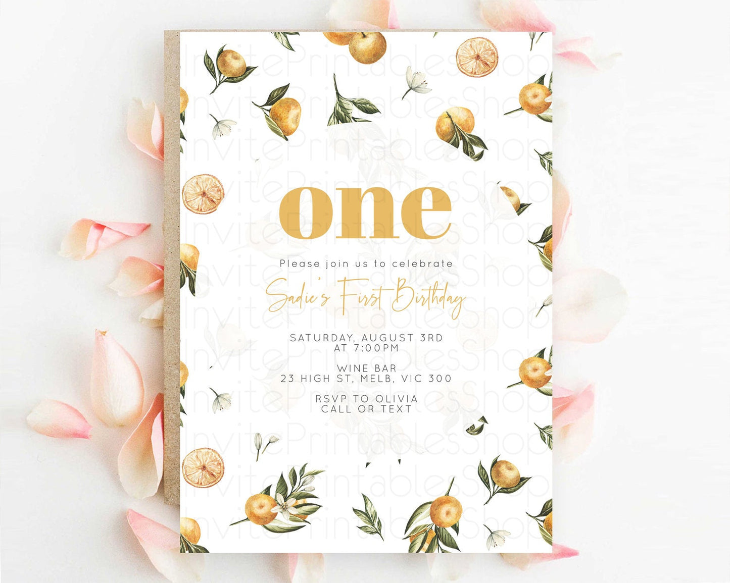 Citrus Birthday Invitation Lemon Invitation Orange Invitation Citrus Garden Birthday Citrus Floral Invitation 2nd 1st First Birthday D10545