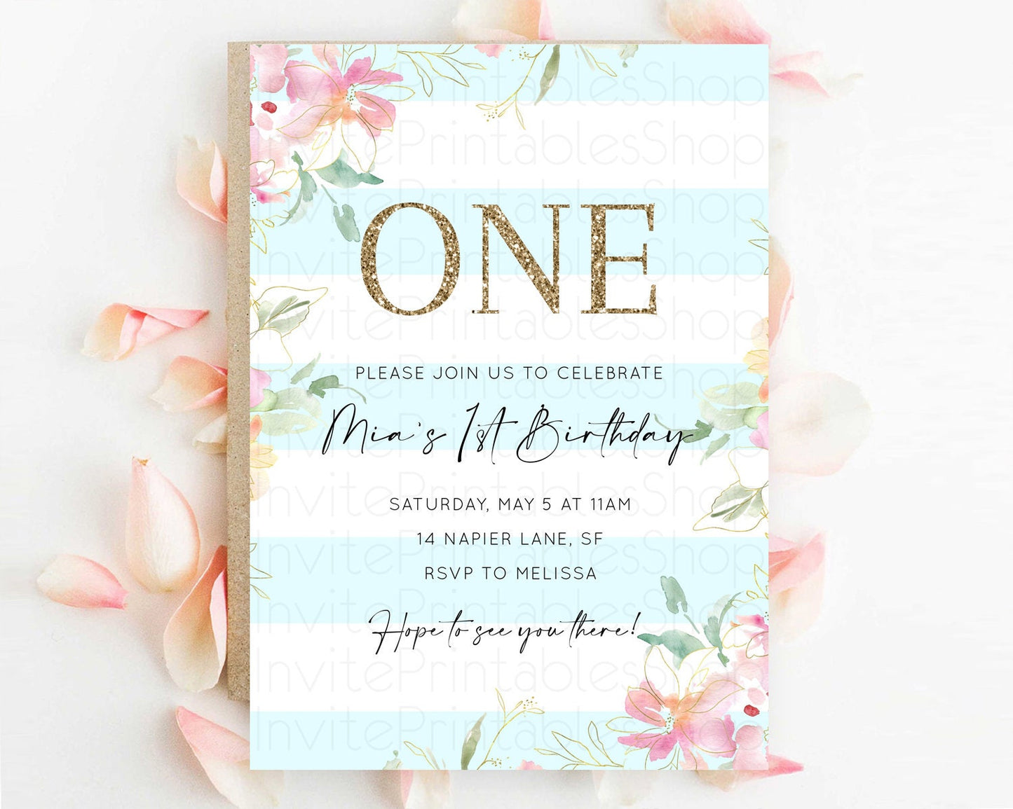 Secret Garden Invitation Wildflower Birthday Invitation Pastel Flowers Invite Enchanted Garden Boho Floral 3rd 2nd First Birthday D10304