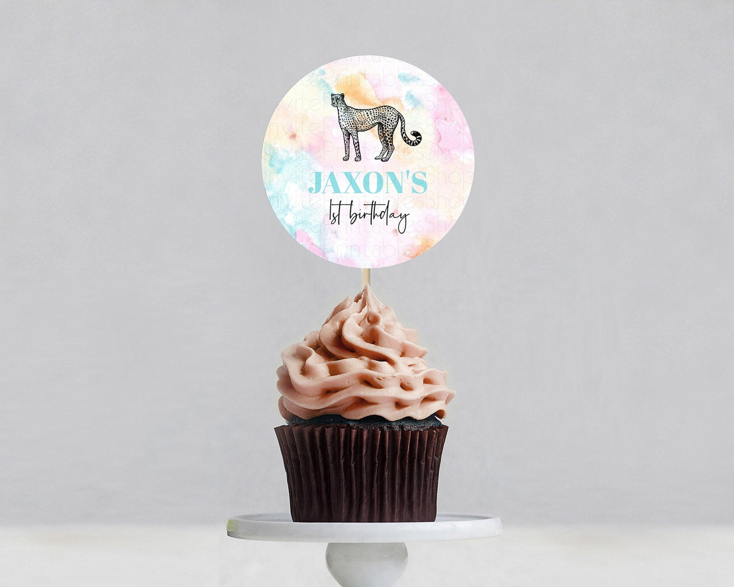 Cheetah Cupcake Toppers Pastel Cheetah Cupcake Toppers Cheetah Pastel Watercolor Cupcake Rainbow Cheetah Cupcake First Birthday D10289