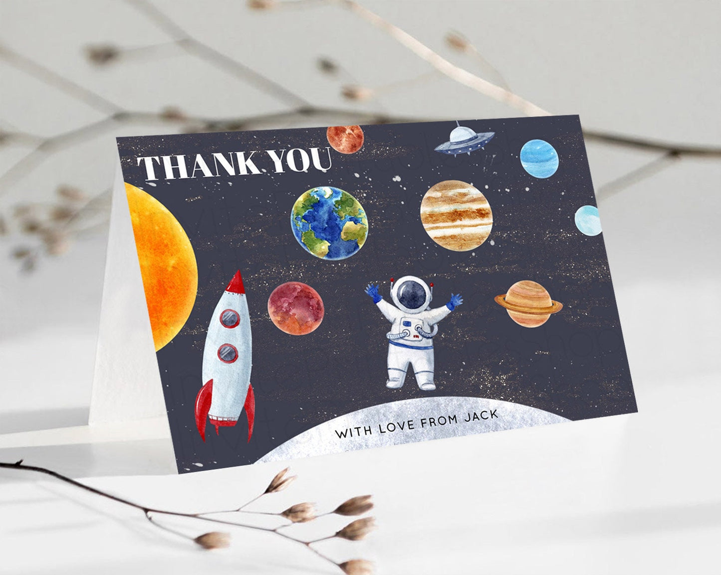 Editable Space Thank You Space Thank You Card First Trip Around the Sun Than