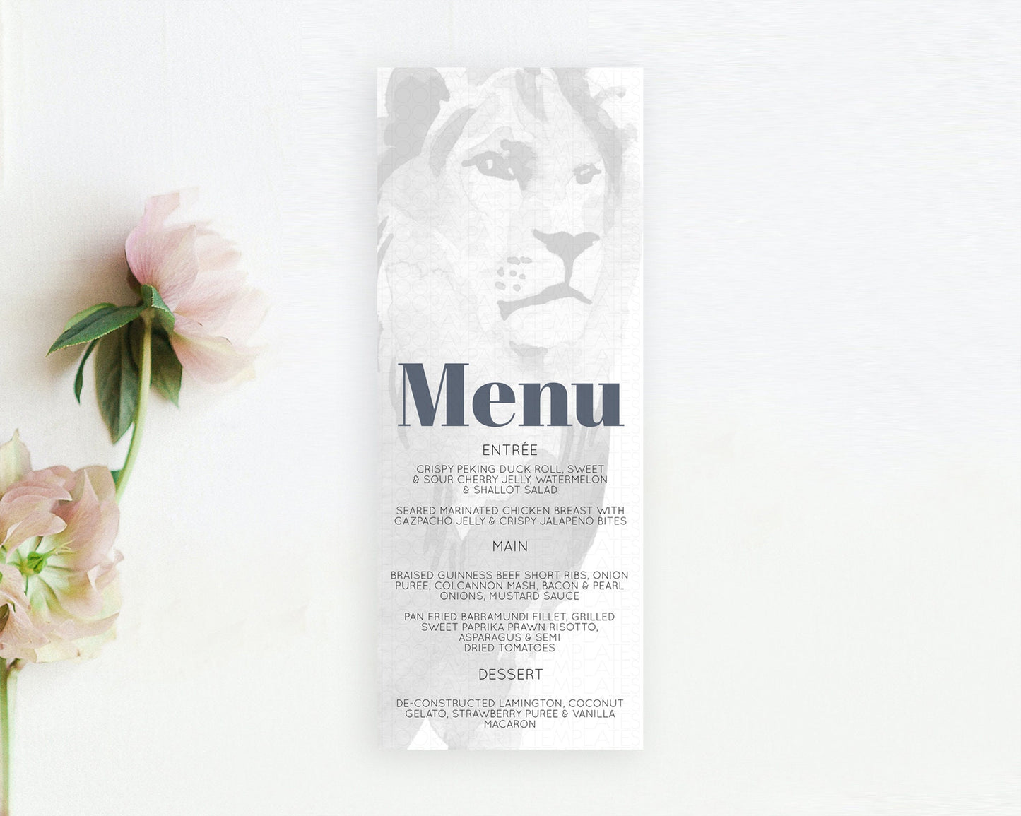 Lion Menu Lion Menu Template Lion Party Table Decor Safari Adventure Lion Menu Dried Palm Fern Lion Dinner Dessert Party Food Menu D10299