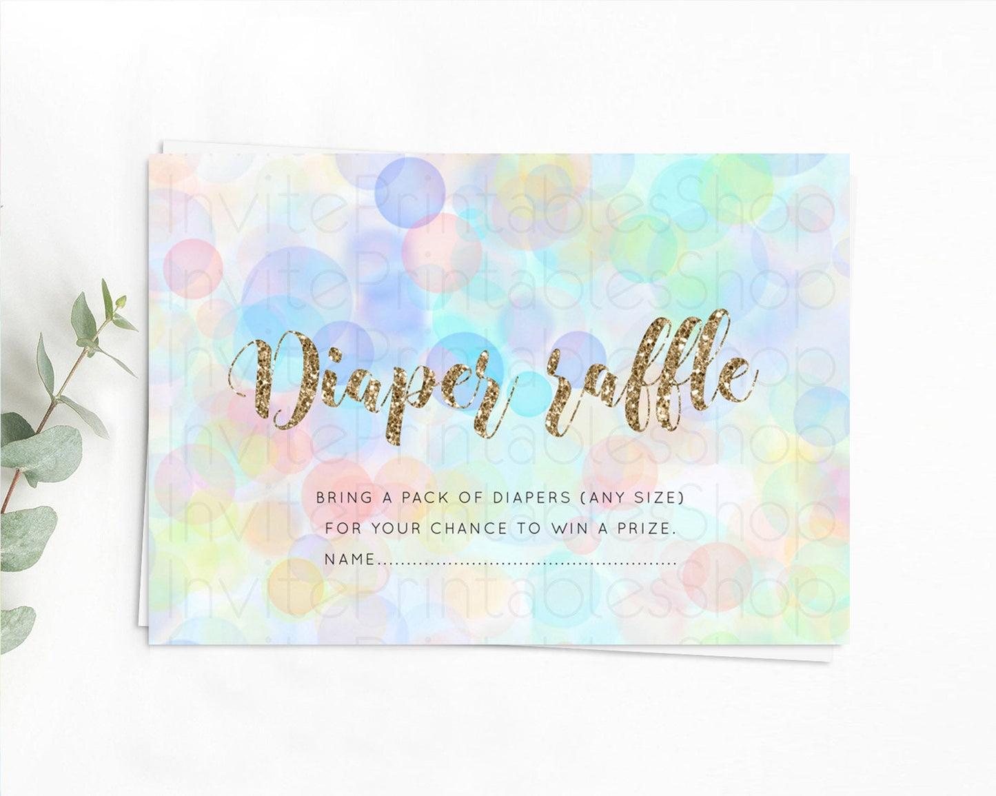 Pastel Diaper Raffle Card Bubble Bath Baby Shower Diapers Insert Rainbow Diaper Ticket Pastel Bubbles Colorful Confetti Raffle Game D10447