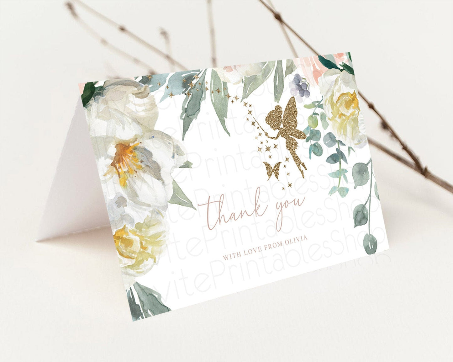 Fairy Thank You Fairy Thank You Card Enchanted Garden Pastel Butterfly Birthday Thank You Floral Secret Garden Teacher Thank You D10800