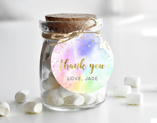 Editable Pastel Thank You Tags Rainbow Thank You Gift Tags Colorful Pastel F