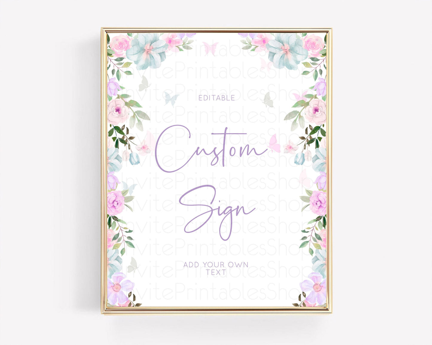 Wildflower Floral Table Sign Decor Secret Garden Sign Template Pastel Floral Garden Party Boho Flowers Birthday Baby Shower Wedding D10494