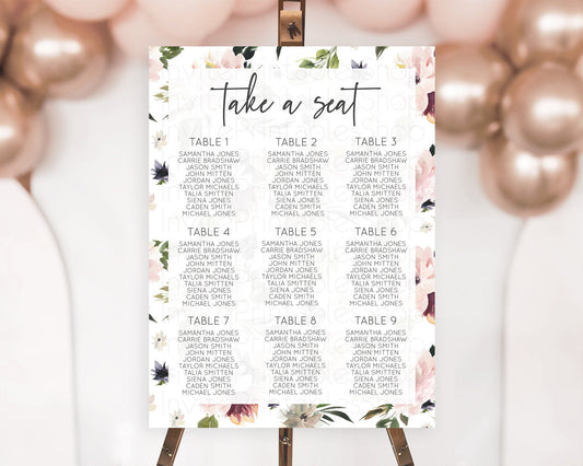 Editable Secret Garden Seating Chart Wildflower Seating Chart Pastel Flowers