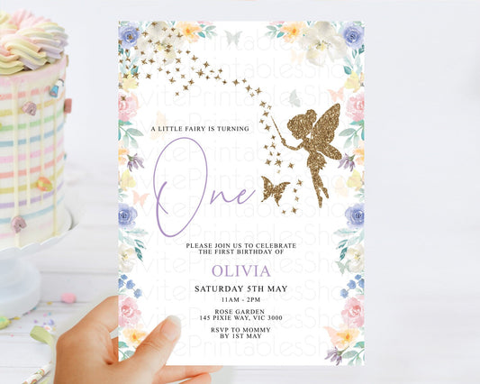 Fairy Birthday Invitation Fairy Invites Fairy Tea Party Fairy Garden Birthday Secret Garden Enchanted Garden Pastel Floral Butterfly D10761