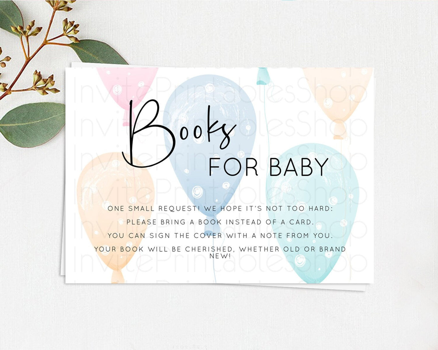 Pastel Balloons Books For Baby Card Colorful Balloon Book Insert Rainbow Balloon Book Card Confetti Balloon Guests Book Poem Request D10776