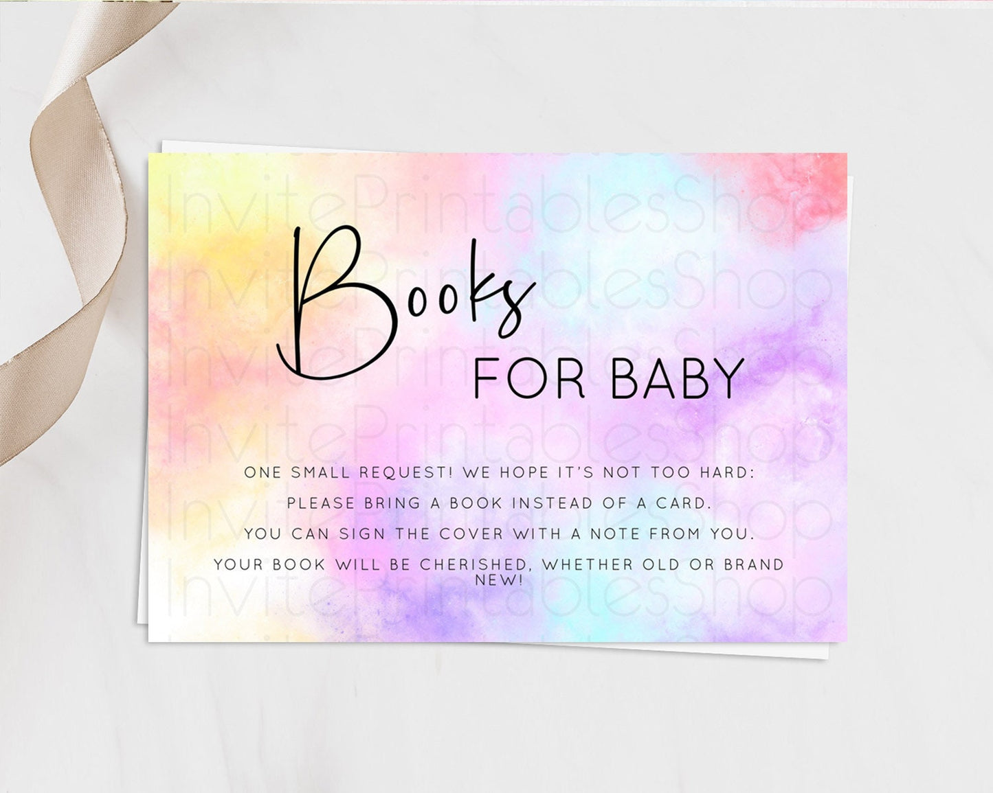 Pastel Books For Baby Card Pastel Rainbow Book Insert Colorful Ombre Watercolor Book Card Confetti Glitter Baby Book Poem Request D10438